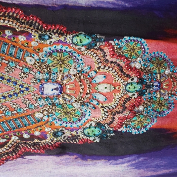 Exquisite Shahida Parides silk resort wear beaded dress - Picture 6 of 11